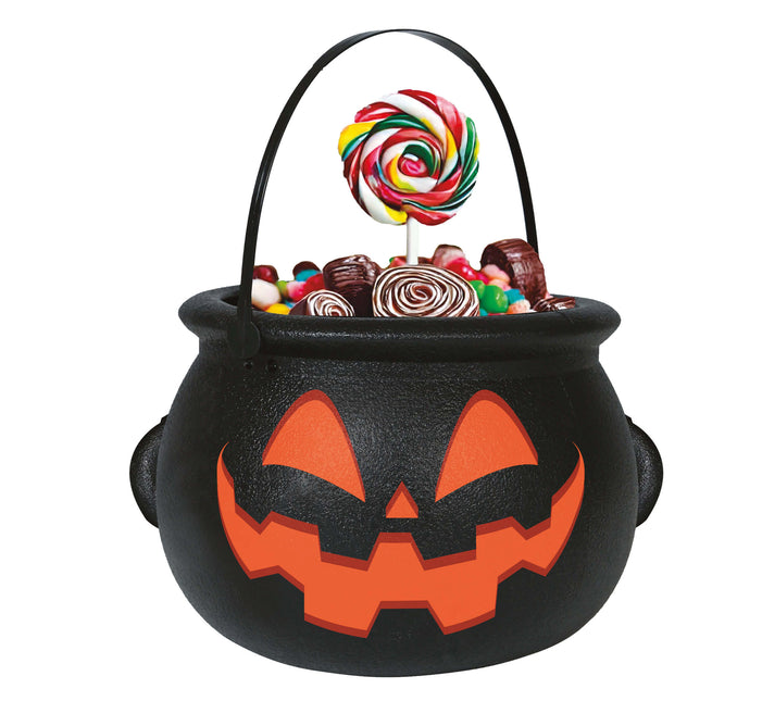 Halloweenowa dynia w kształcie kotła czarownicy 20 cm
