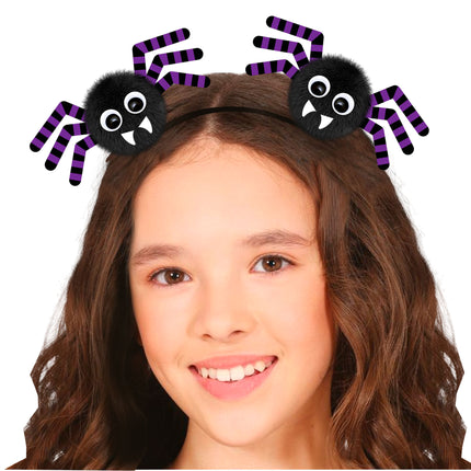 Opaska do włosów na Halloween Czarne Pająki