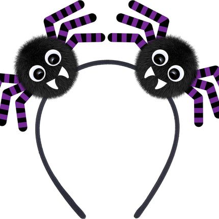Opaska do włosów na Halloween Czarne Pająki