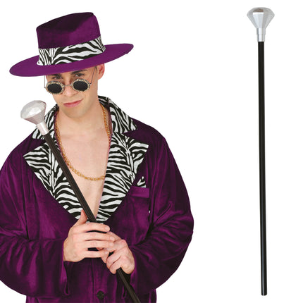 Czarna srebrna laska Diamond Knob 85 cm