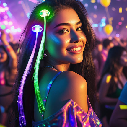 Neonowo-fioletowe przedłużanie włosów ze światłem 30 cm