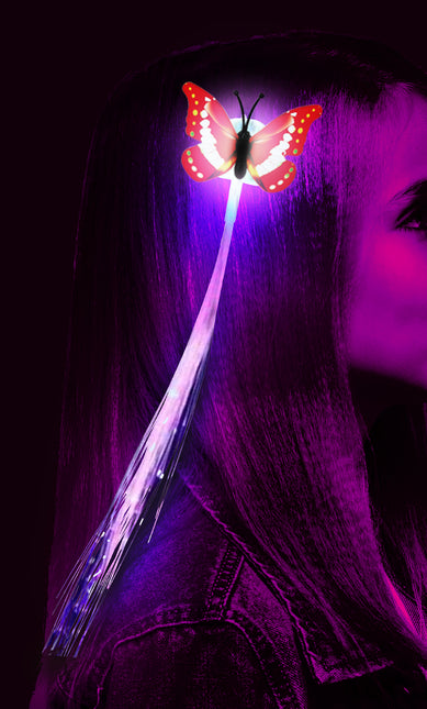 Światłowód 33 cm, led, tuft z motylkiem