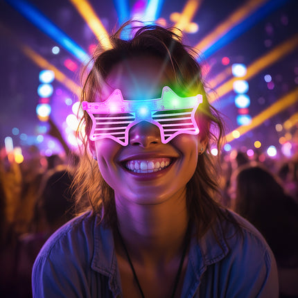 Gwiezdne okulary różowe ze światłem