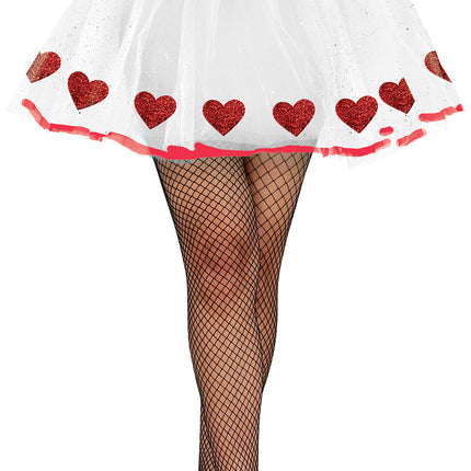 Heart Tutu White Red