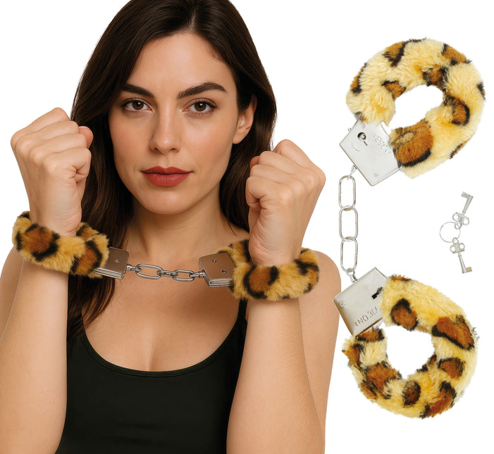 Kajdanki w panterkę brązowo-beżowe