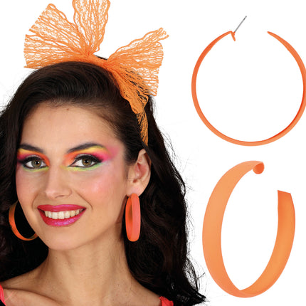 Neonowe kolczyki kółka pomarańczowe