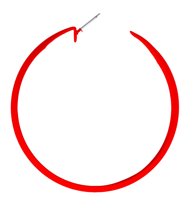 Neonowe kolczyki kółka w kolorze czerwonym