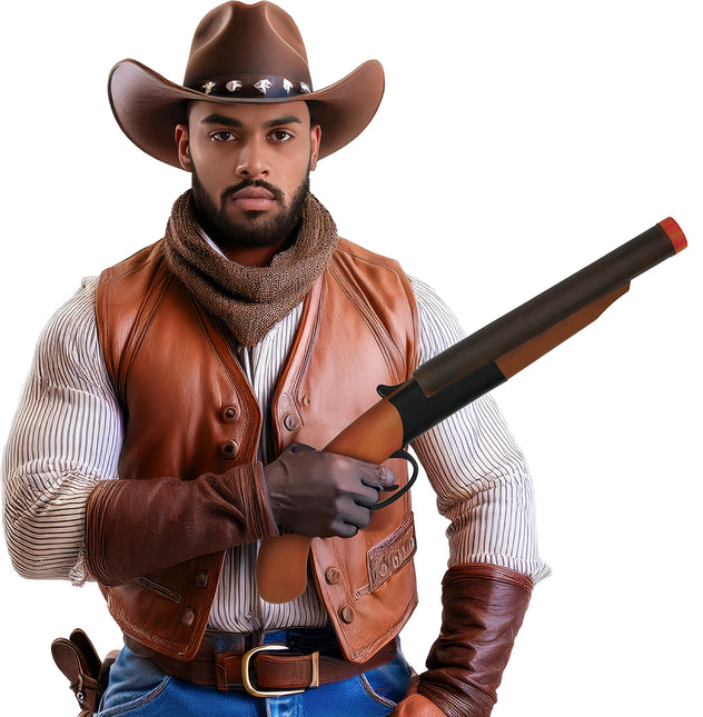 Brązowy sztuczny pistolet 50 cm