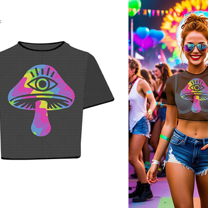 Siatkowa koszulka z grzybami