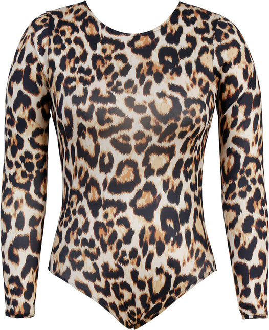 Leopard Body Suit Brown Beige Ladies