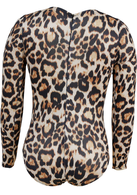 Leopard Body Suit Brown Beige Ladies