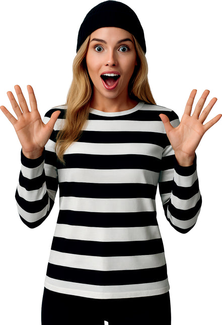 Czarno-biała koszula damska w paski