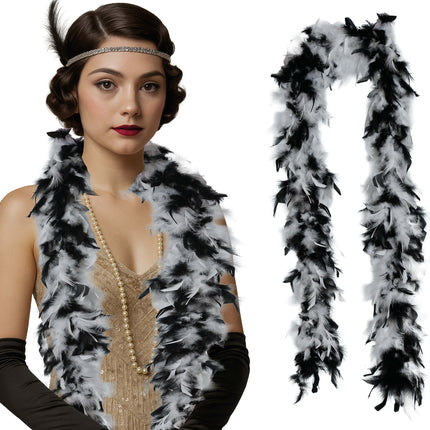 Pióro boa, 80 gr czarno-białe