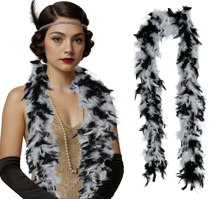 Pióro boa, 80 gr czarno-białe