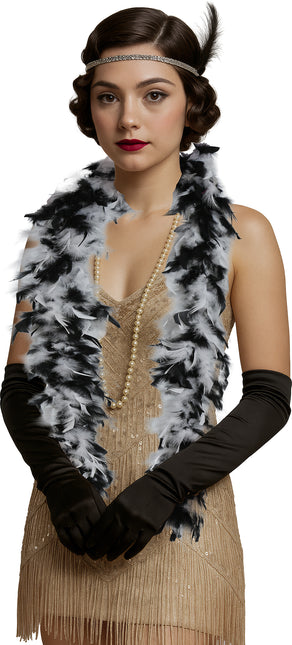 Pióro boa, 80 gr czarno-białe