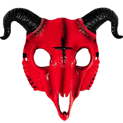 SATANISTYCZNA MASKA BARANA CZERWONY TWARDY PLASTIK