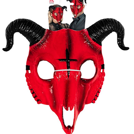 SATANISTYCZNA MASKA BARANA CZERWONY TWARDY PLASTIK