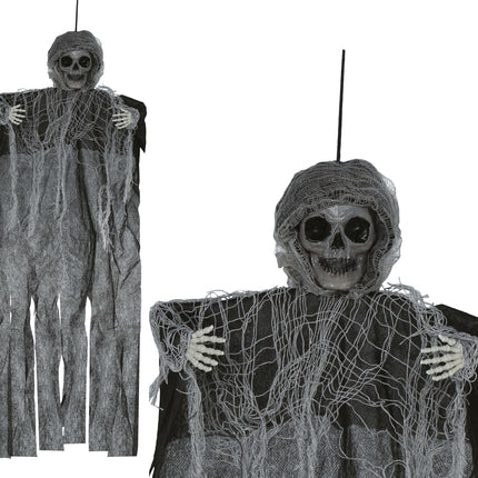 Lalka na Halloween Czarny szkielet z peleryną 60 cm