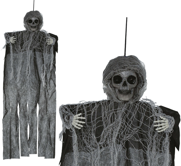 Lalka na Halloween Czarny szkielet z peleryną 60 cm