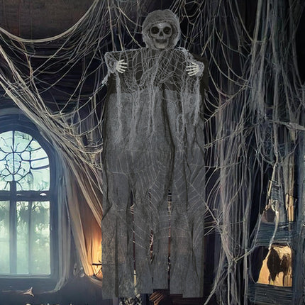 Lalka na Halloween Czarny szkielet z peleryną 60 cm