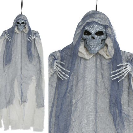 Lalka na Halloween Szary szkielet z peleryną