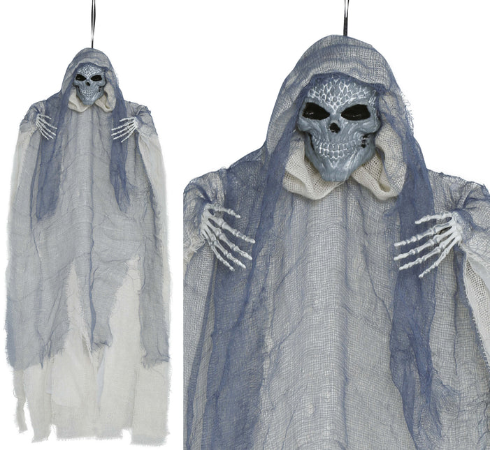Lalka na Halloween Szary szkielet z peleryną