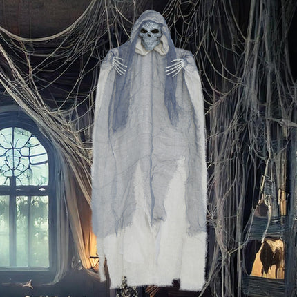 Lalka na Halloween Szary szkielet z peleryną