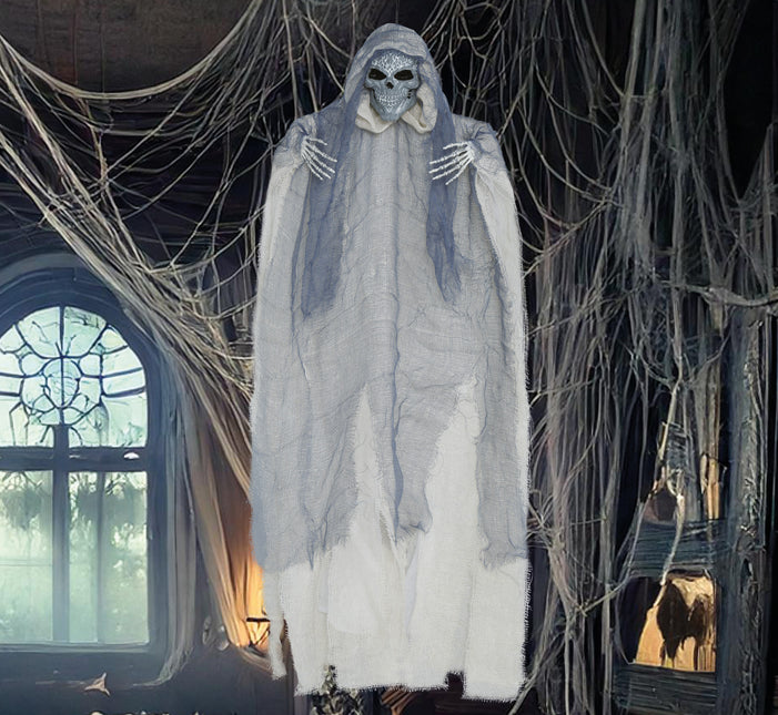 Lalka na Halloween Szary szkielet z peleryną