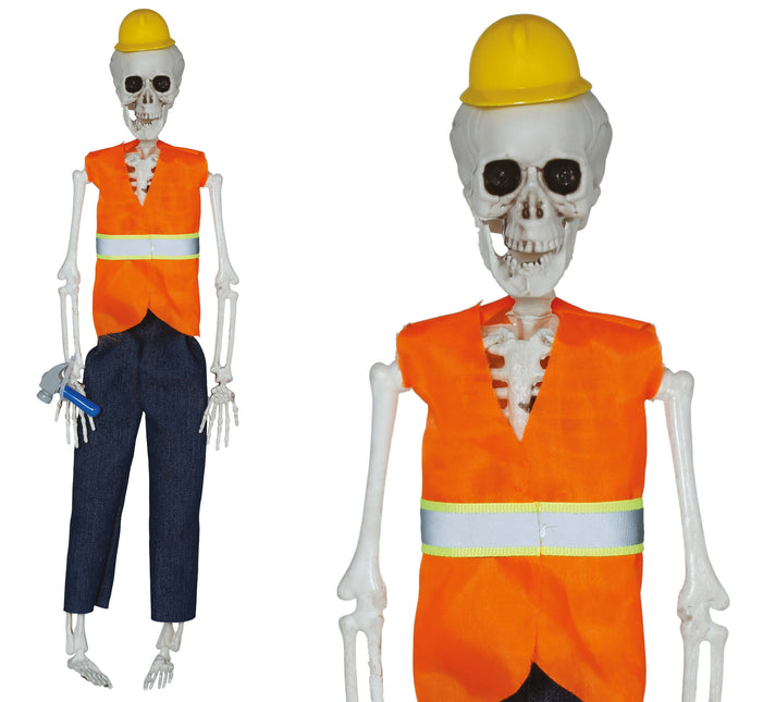 Halloweenowa lalka szkielet robotnika drogowego 40 cm