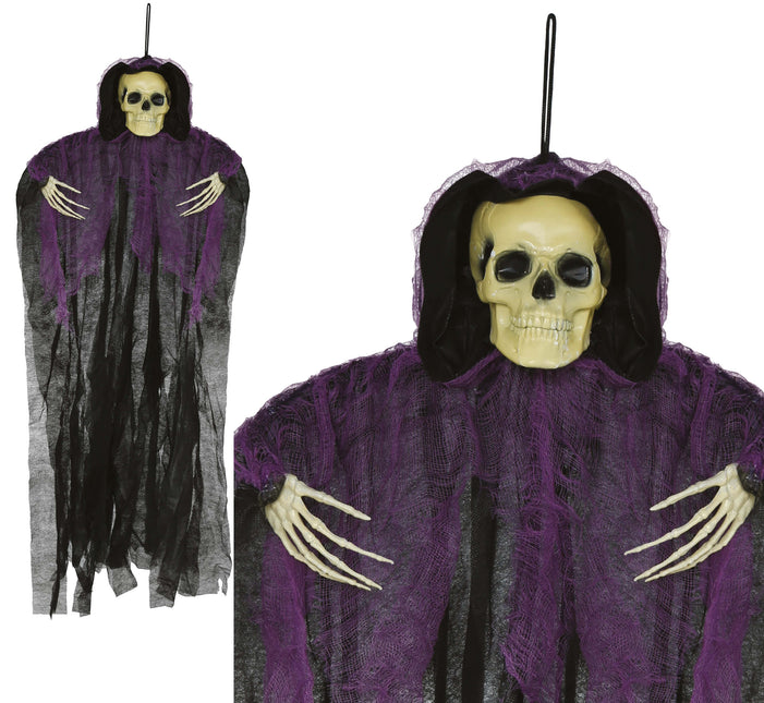 Halloweenowy szkielet czarno-fioletowy 90 cm