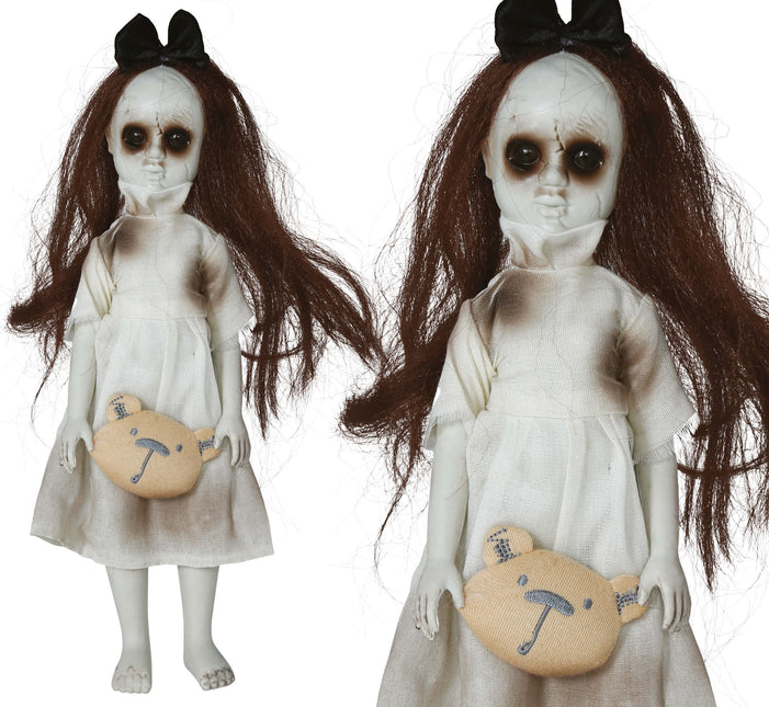 Halloweenowa lalka dziewczynka z przytulanką 30 cm