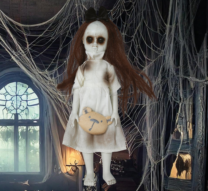 Halloweenowa lalka dziewczynka z przytulanką 30 cm