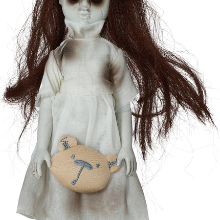 Halloweenowa lalka dziewczynka z przytulanką 30 cm