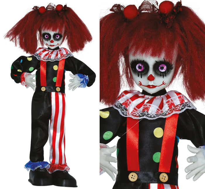 Halloweenowa lalka klaun 40 cm