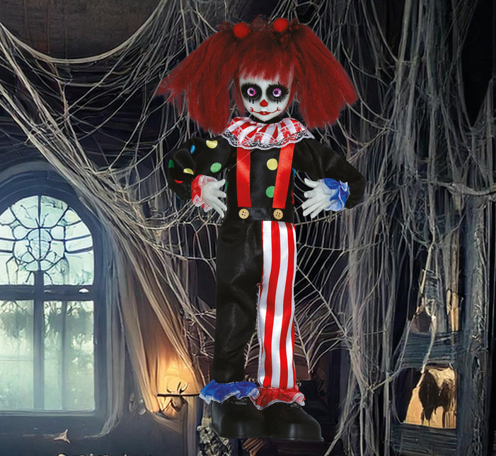 Halloweenowa lalka klaun 40 cm