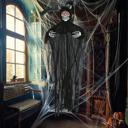 Halloweenowa lalka diabeł szkielet ze światłem i dźwiękiem 1.3m