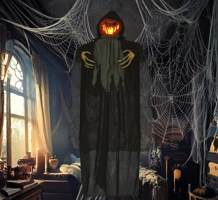 Halloweenowa lalka dynia ze światłem 1,2 m