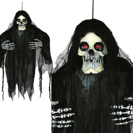 Halloweenowa lalka szkielet ze światłem, dźwiękiem i ruchem 1,20 m
