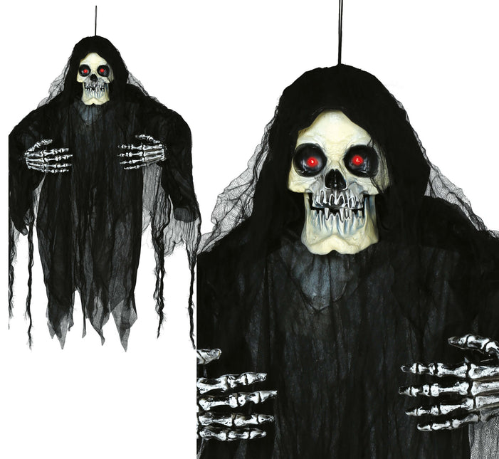 Halloweenowa lalka szkielet ze światłem, dźwiękiem i ruchem 1,20 m