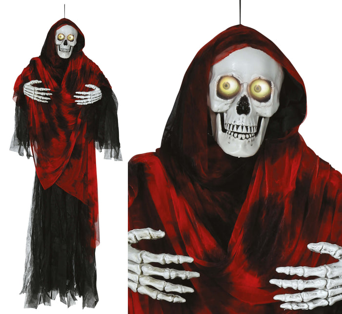 Halloweenowa lalka szkielet ze światłem i ruchomymi oczami 1.7m