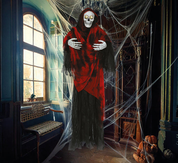 Halloweenowa lalka szkielet ze światłem i ruchomymi oczami 1.7m