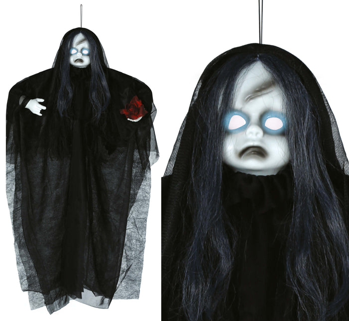 Lalka Halloween ze światłem i dźwiękiem 90 cm
