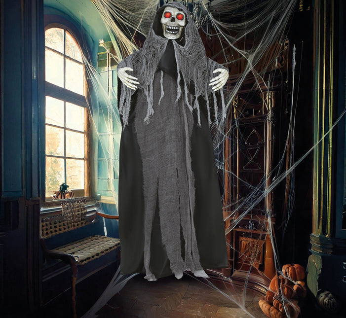 Halloweenowa lalka szkielet ze światłem, dźwiękiem i ruchem 1,7 m