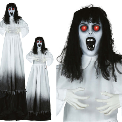 Halloween Doll Zombie Woman ze światłem, dźwiękiem i ruchem 1.8 m
