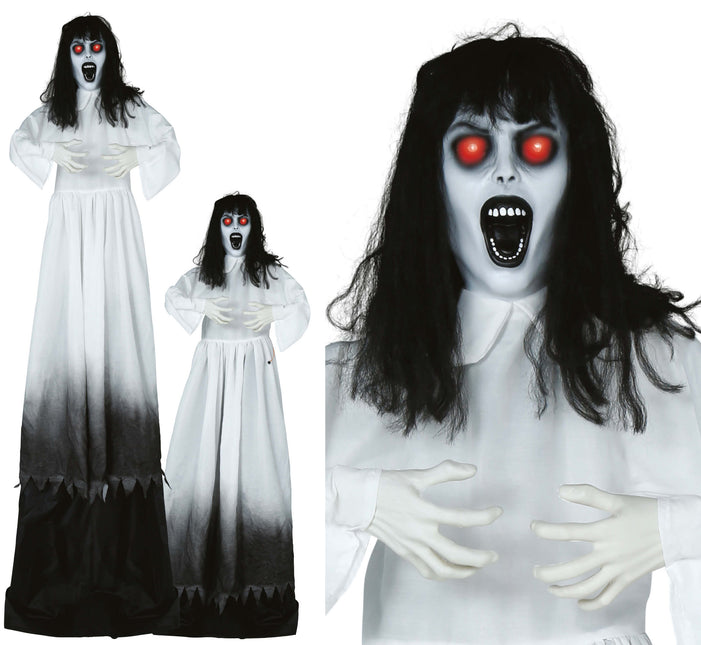 Halloween Doll Zombie Woman ze światłem, dźwiękiem i ruchem 1.8 m