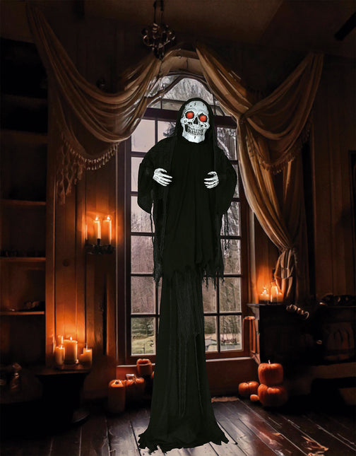 Halloweenowa lalka szkielet ze światłem, dźwiękiem i ruchem 2,6 m