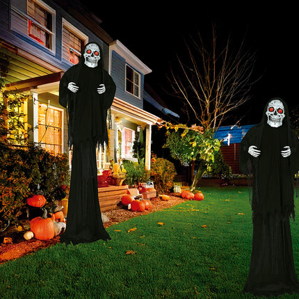 Halloweenowa lalka szkielet ze światłem, dźwiękiem i ruchem 2,6 m