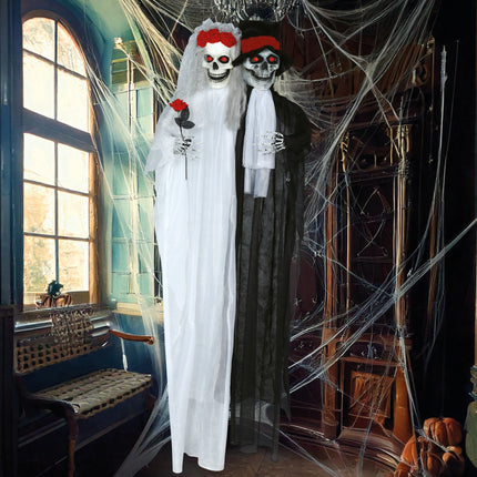 Halloweenowa lalka para młoda ze światłem i dźwiękiem 1,85 m