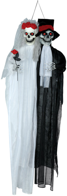 Halloweenowa lalka para młoda ze światłem i dźwiękiem 1,85 m