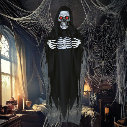 Halloweenowa lalka szkielet ze światłem i dźwiękiem 1,8 m
